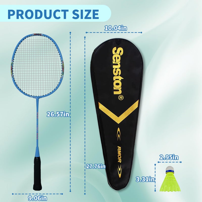 Senston Lightweight Beginner Badminton Set | 2 Rackets, 2 Shuttlecocks, Carry Bag White and Blue - Image 5